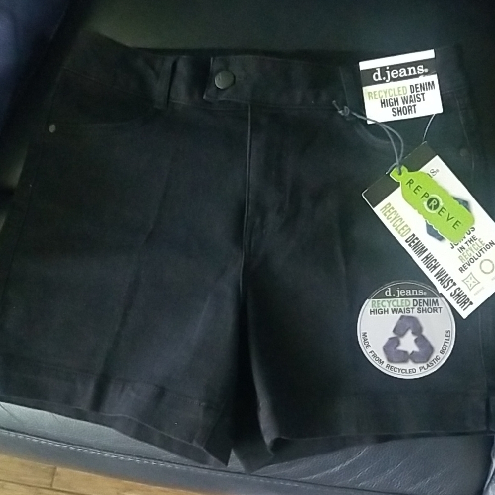 d. jeans Black High-Waist Recycled Denim Shorts